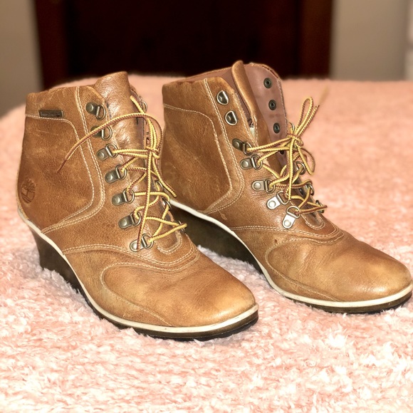 timberland wedge heel boots